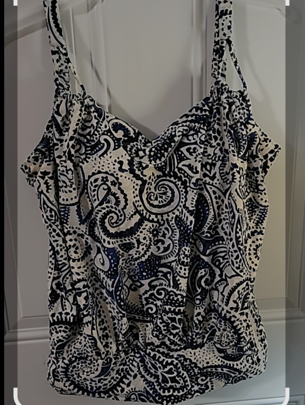 Blue & White Paisley Swim Tank Top